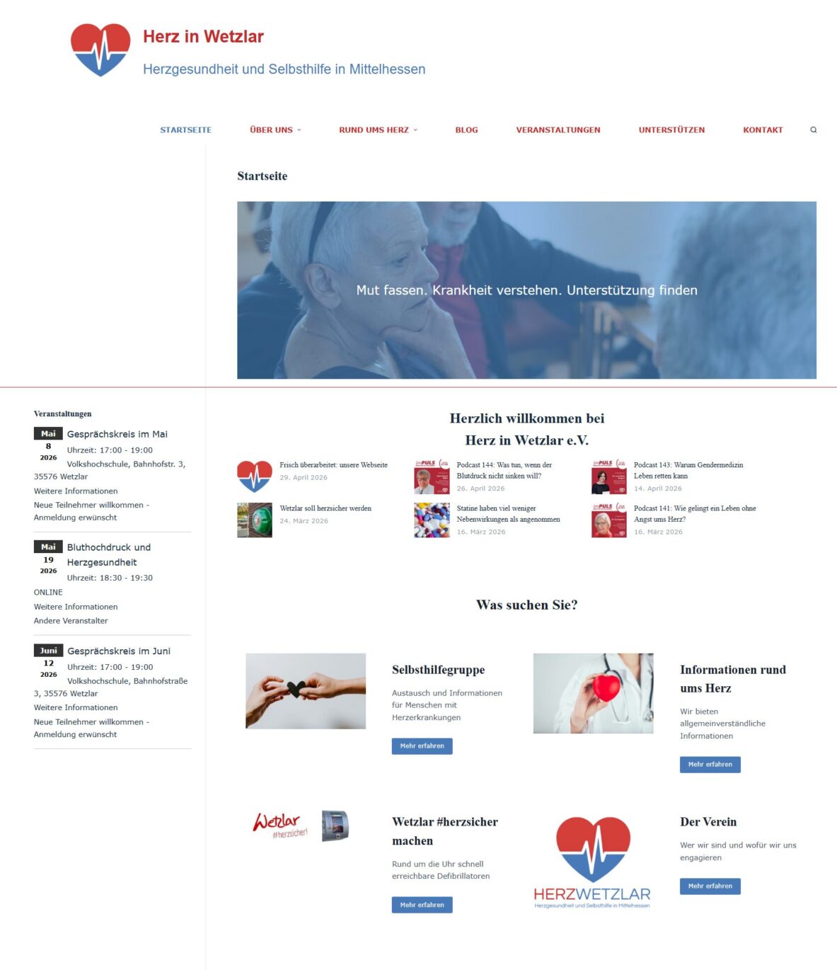 Screenshot der neuen Webseite